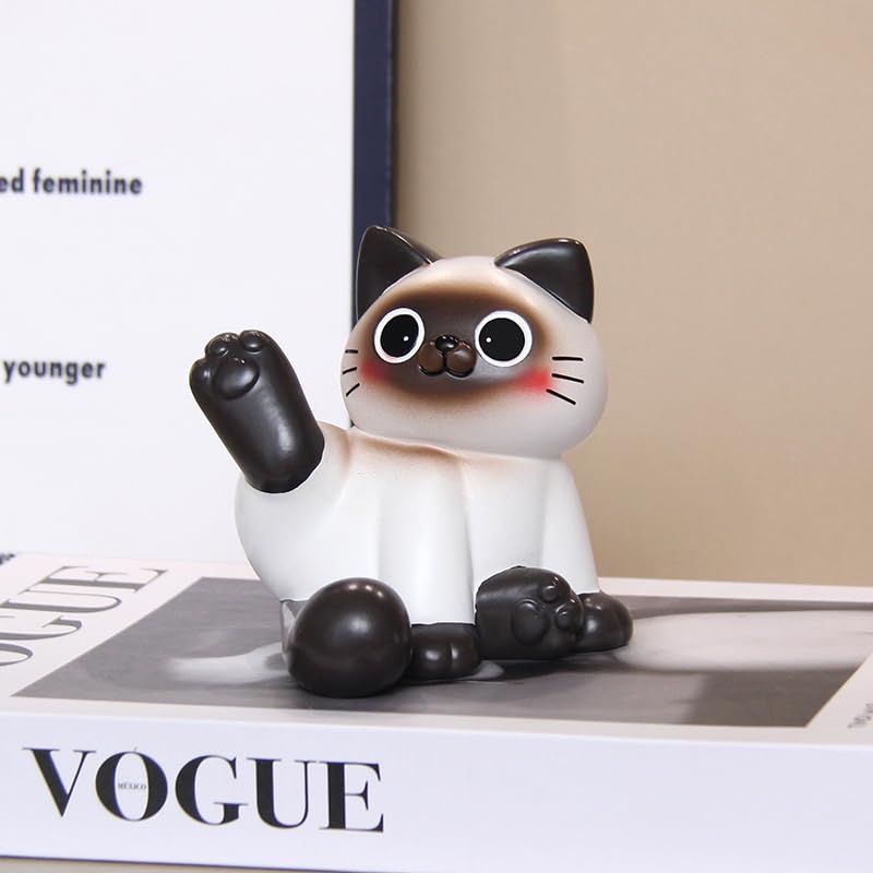 Support de téléphone chat siamois en résine pour bureau
