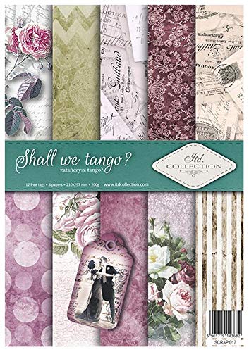 ITD Collection - Lot de 5 feuilles de papier pour scrapbooking, scrapbooking, papier décoratif A4, 210 x 297 mm (Shall we Tango) Cover