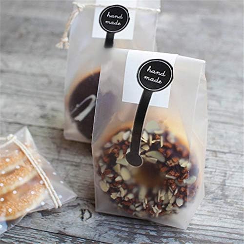 JeVenis Bakery Packaging Bags Pastry Packaging Treat Bags Cellophane Bags with Hand Made Stickers for Cookie Candy Chocolate Bread Cupcake Donuts Cake