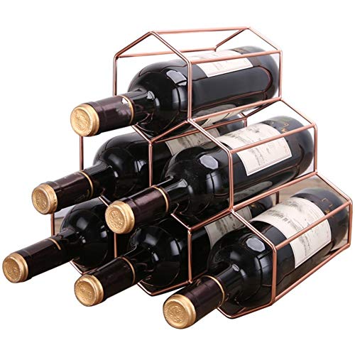 Soporte de botella de vino elegante de metal 6 botellas miniatura 1