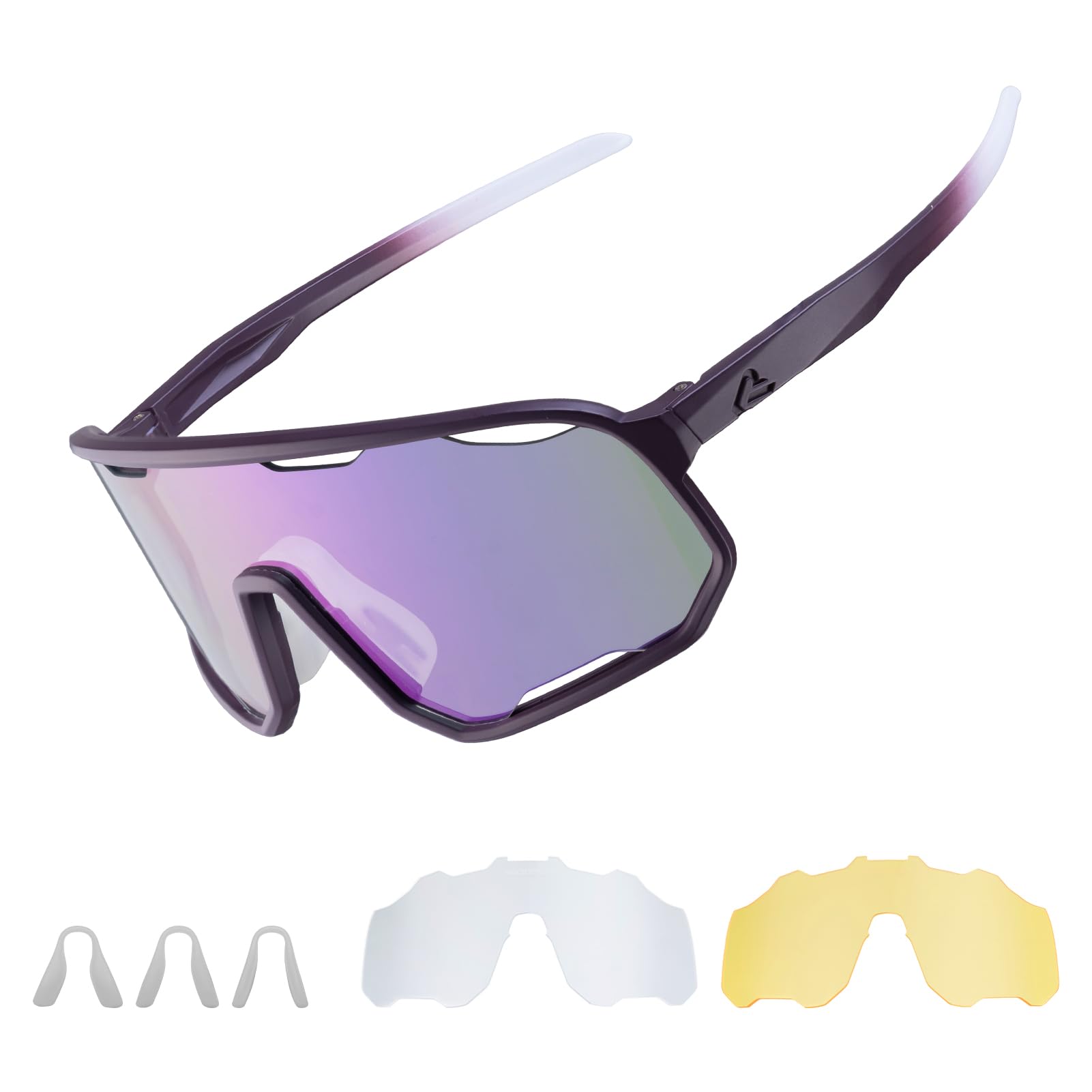 ROCKBROS Photochromic Sunglasses for Men Women,UV400 Protection Cycling Glasses,MTB Cycling Sports Sunglasses,3 Lenses