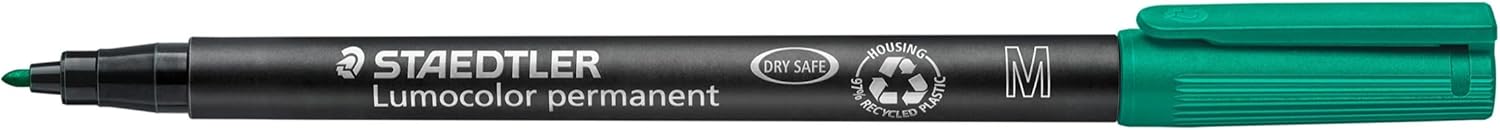 STAEDTLER Lumocolor Universal Pen, Medium, Felt Tip, Permanent Marker, 1.0mm, Green 317-5 (317-5 VE)