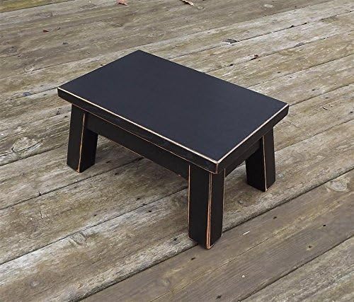 Black/wooden step stool/foot stool/wood stool/solid/distressed riser 10"high