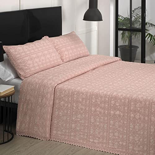 ENCAMA Colcha Crochet 629 - Cama 135 - Color Rosa