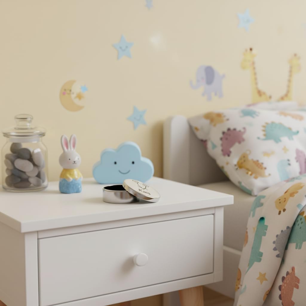 Amikado Boîte à Dents Personnalisée Enfant Argentée – Souris Gravée avec Prénom – Cadeau Souvenir Dent de Lait