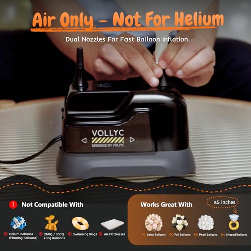 VOLLYC Electric Balloon Inflator Dual Nozzle