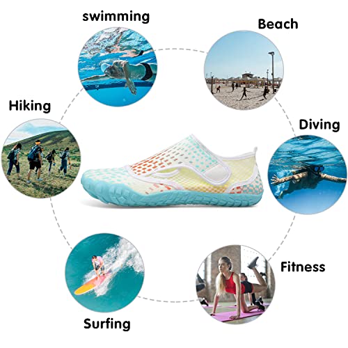 Womens And Mens Water Shoes Thicken Soles Cozy Breathable Barefoot Athletic Aqua Shoes For Beach Swim Pool Diving Hiking Water Sports 8.5 Women/7.5 Men #TOP5