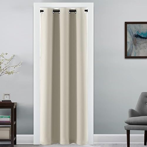 H.VERSAILTEX Doorway Curtain Blackout Closet Door Curtain Room Divider Window Treatment Curtain for Bedroom Thermal Insulated Privacy Drape Soundproof Grommet, 42 x 80 inches, 1 Panel, Cream