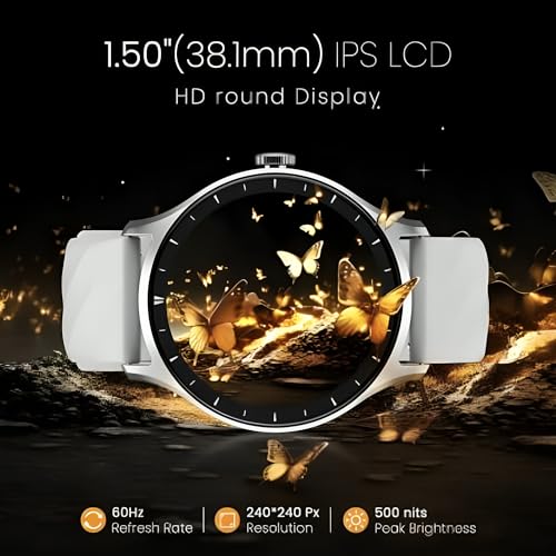 TBUG-E2-Hype-150-381mm-HD-IPS-Display-Smart-Watch-500-Nits-Brightness-60Hz-Refresh-Rate-Bluetooth-Calling-AI-Watch-Faces-100-Sports-Modes-Health-Suite-Voice-Assistance-Silver-Grey