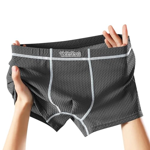 Men's Waffle Boxer Brief Moisture-Wicking Breathable Athletic Underwear Daily Underpants2