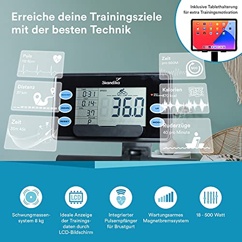 Skandika Vinur 3 in 1 Rudergerät, Liege-Ergometer, Kraftstation | klappbar, 8 kg Schwungmasse, Magnetbremssystem… – Bild 4