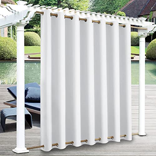Rideaux occultants imperméables pour pera et tonnelle - Isolation thermique - Coupe-vent - 254 x 213 cm - Blanc - 1 panneau avec œillets en haut et en bas