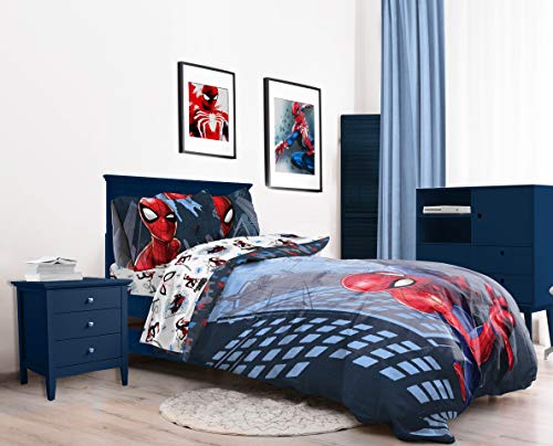 Image of Jay Franco Marvel Spiderman Crawl 5 Piece Queen Bed Set - Includes Reversible Comforter & Sheet Set Bedding - Super Soft Fade Resistant Microfiber (Official Marvel Product)