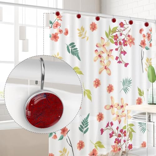 Ganchos para cortina de ducha Art Red resistentes al óxido para accesorios de baño 5