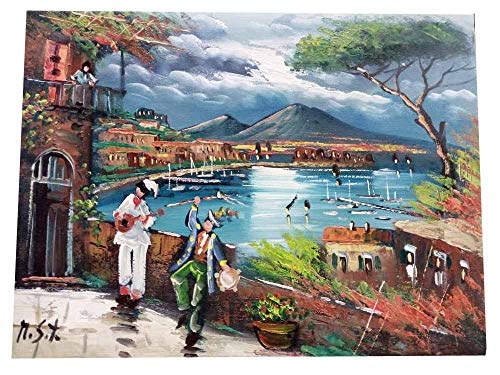 Cuadro al óleo sobre lienzo 30 x 40 cm Panorama Nápoles Capri a elección compra y envía mensaje con artículo elegido, para casa, bar, restaurante, etc.
