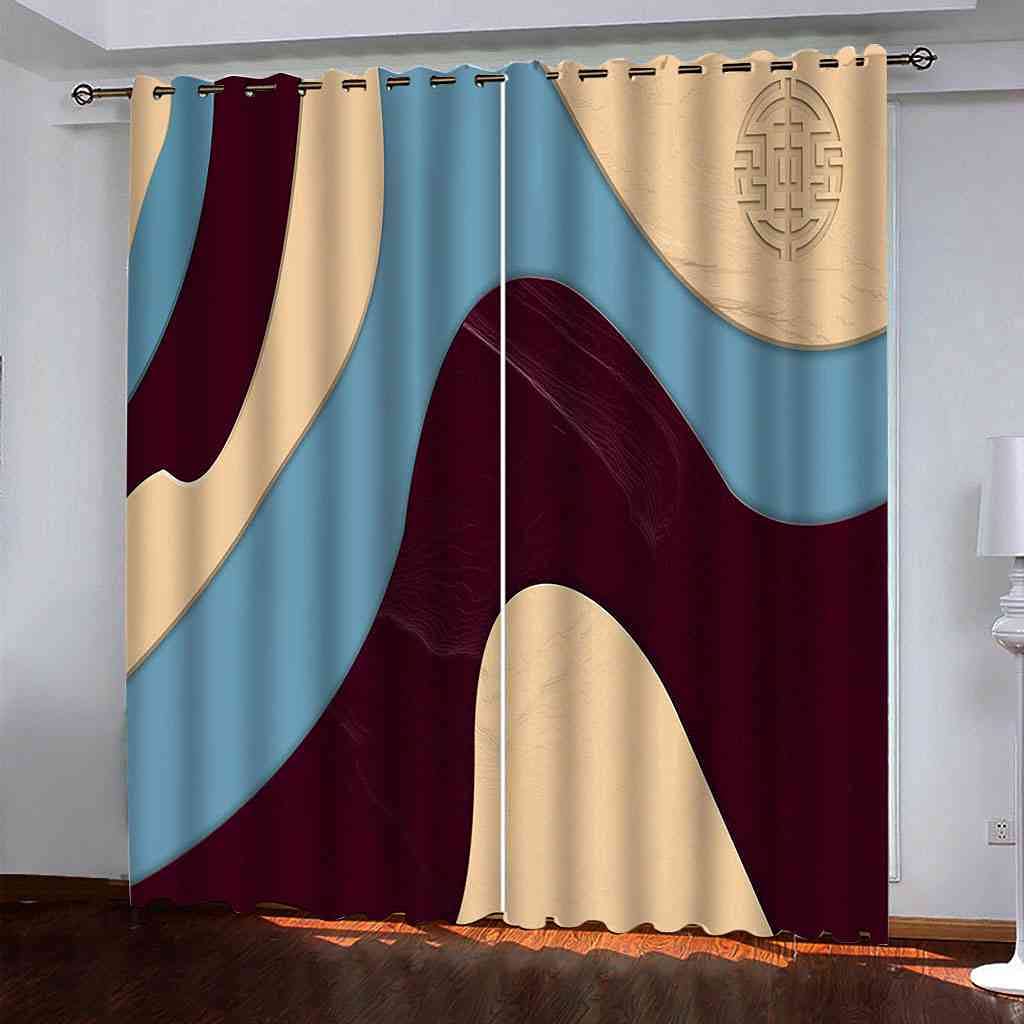 Rideau occultant imprimé abstrait rétro 300x270 cm pour habiller le salon