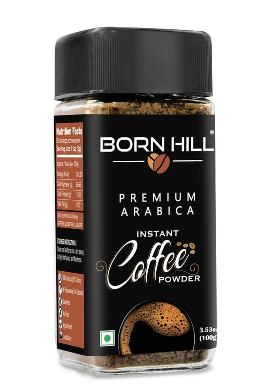 Born Hill Premium Instant Coffee Powder - 100g |100% Pure Arabica coffee beans, 0% Chicory | Medium Roast Natural Grounded coffee|Glass Bottle (B0D3YPYBLF) Amazon Price History, Amazon Price Tracker
