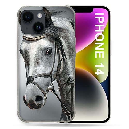 Coque iPhone 14 cheval blanc Cokitec idéale pour les passionnés d'équitation