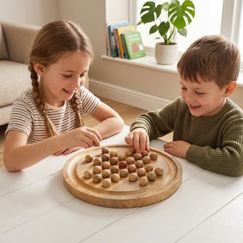Wooden Solitaire Board Game de Madera 10.8 Pulgadas miniatura 2