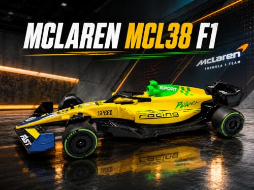 Image of McLaren MCL38 F1 Inspired Die-Cast Pull Back Racing Car Toy, 1:36 Scale Metal Formula Race Car Model, Realistic Motorsport Collectible Vehicle for Kids 3+ Years, Boys & Racing Fans (Yellow)