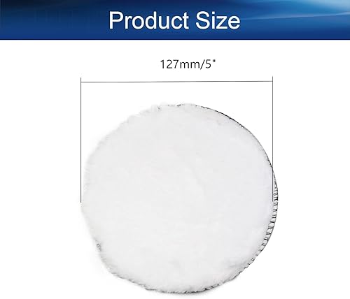 Miniatura 2 de Auniwaig 2 almohadillas de pulido de lana, almohadillas de pulido de piel de oveja suave de 5 pulgadas con gancho y bucle trasero, almohadilla de