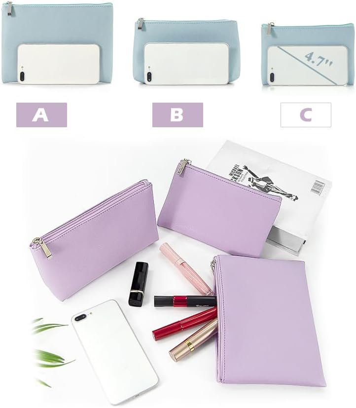 Miniatura 3 de kamumanni Juego de 2 bolsas de maquillaje, pequeña bolsa de maquillaje con cremallera, bolsa de cosméticos portátil para viajes, bolsa de belleza de