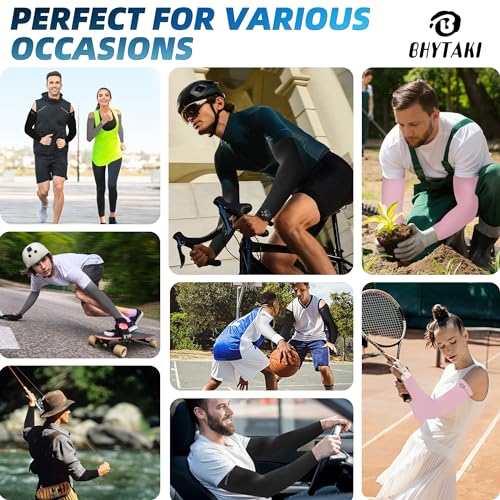 Image of BHYTAKI UV Sun Protection Arm Sleeves, UPF 50 Sports Cooling Arm Compression Sleeves for Men Women Teenager