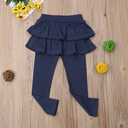 Kids Girls Autumn Cotton Stretchy Leggings with Ruffle Tutu Skirt School Uniform Tight Double Layer Pants Culottes2