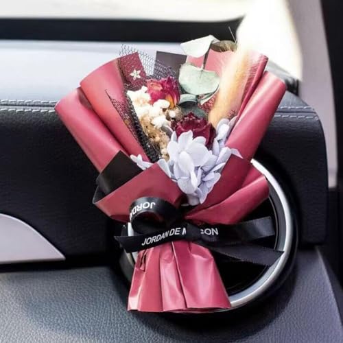 Image of Small Bouquet Car Air Freshener Vent Clips, Mini Dried Flower Bouquet,Cute Vehicle Interior Decorations Universal for Truck SUV Dashboard,Interior Accessories (J, 1set)
