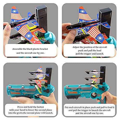 Tengtung Airplane Toys For 4 5 6 Years Old Boys, Bubble Catapult Plane Outdoor Toys, One-Click Ejection Model Airplane Launcher With 4Pcs Foam Glider Plane, Outside Toy And Gift For Kids 5-12 #TOP2