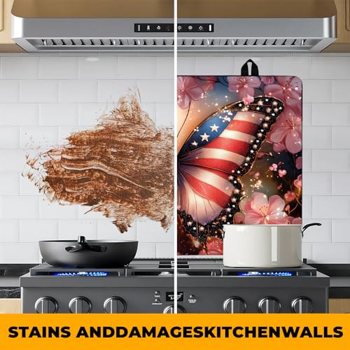 Image of Patriotic Stove Top Cover, Heat Resistant Electric Stove Protector Mat, Large Diatomite Kitchen Counter Mat, Independence Day Decor American Flag Kitchen Accessory (butterfly, 28x20 Inch)