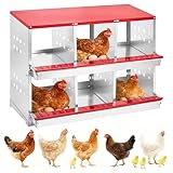 Garvee Boîte de ponte pour poules en métal galvanisé robuste – 6 compartiments – Aérations, plateforme de repos – Montage peinture murale ou au sol – Nettoyage facile et collecte aisée des œufs – Avec
