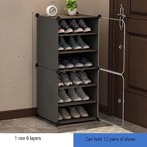 Image of AYSIS DIY Shoe Rack Organizer /Multi-Purpose Plastic 6 Layers Portable and Folding Shoe Rack ^ Grey6Shelf2Door