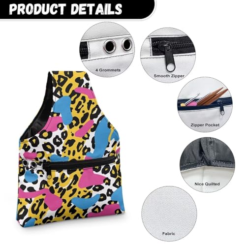 Image of Zebra Print Yarn Bag Small Yarn Storage Bag for Crocheting Hook Organizer Knitting Crochet Tote Bag Women Yarn Storage Bag Knitting and Crochet Supplies Small