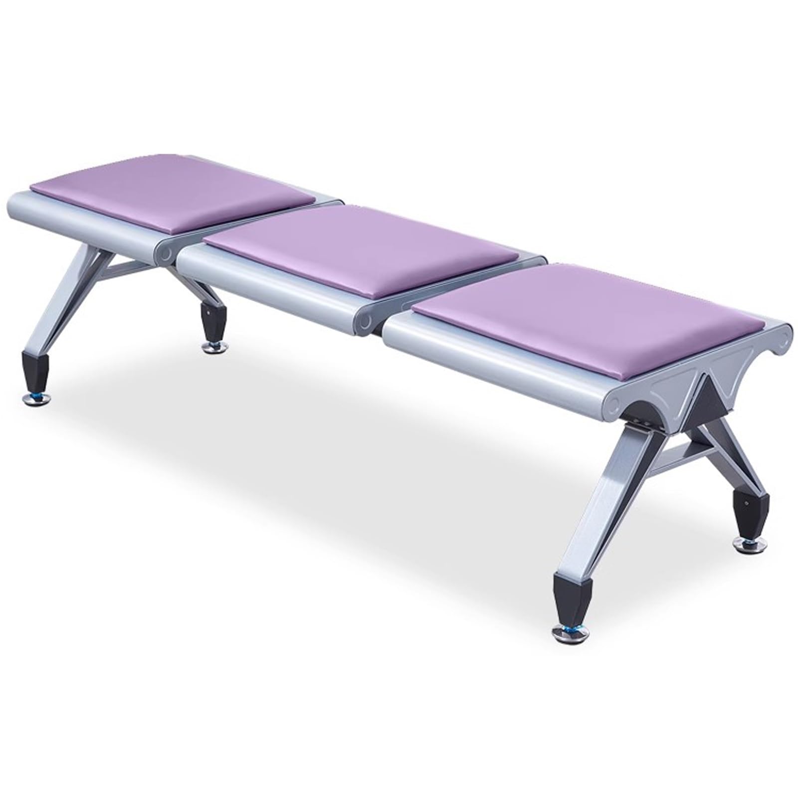 WDSOPK 3-Seat Waiting Room Bench Chair for Office Airport Bank - Lobby Reception Seating in Purple - Comfortable & Stylish Design