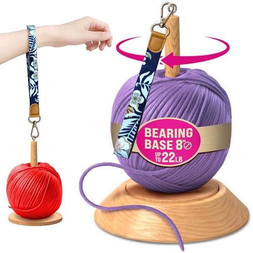 Image of BARVA 2 in 1 Upgraded Table Chunky Yarn Holder 22 Lb & Mini Wristlet Spinner | Bracelet Spindle On the Go for Travel & Car | Wood Crochet Accessories | Compact Fiber Tools | Top Crafts Gifts for Women