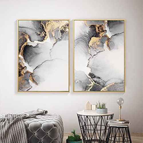 Impression Toile Marbre Or Noir Abstrait d'Exception Décoration Murale Chic - 3
