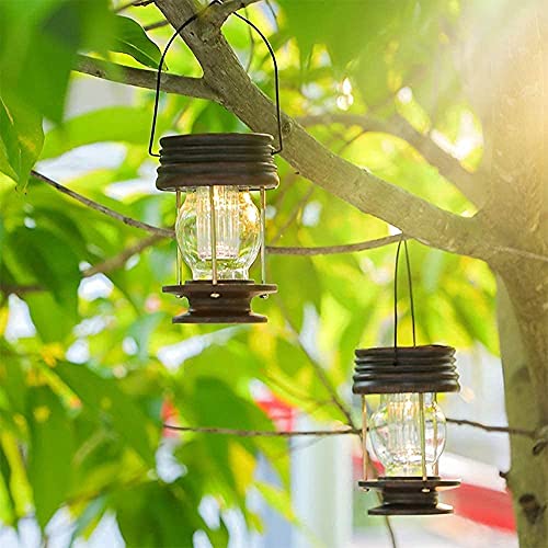 Pearlstar Solar Lanterns Outdoor Hanging Solar Lights With Handle For Pathway Yard Patio Garden Decoration, Waterproof Outside Solar Table Lamp,2 Pack 5.5"H (Warm Lights) #TOP5