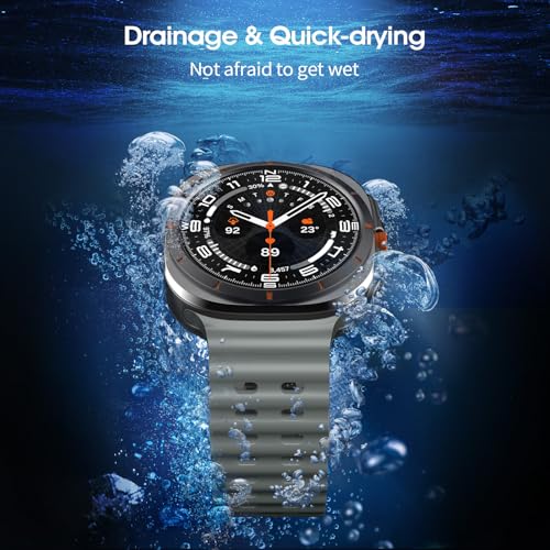 TiMOVO Ocean Silikon-Sportband für Samsung Galaxy Watch Ultra 47mm(2025/2024), Atmungsaktives, Weiches, Wasserdichtes Uhrenarmband für Männer und Frauen, Bräunliches Grau