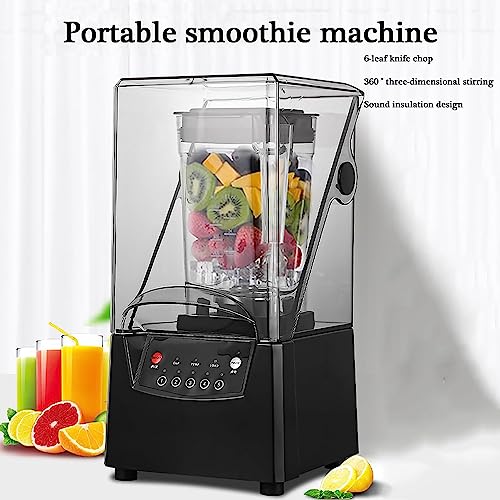 Commercial Blender Smoothie Maker, Electric Stand Mixer Blade Ice Crusher with Sound Enclosure, for Kitchen Milk Tea Coffee Dessert Leisure Shop