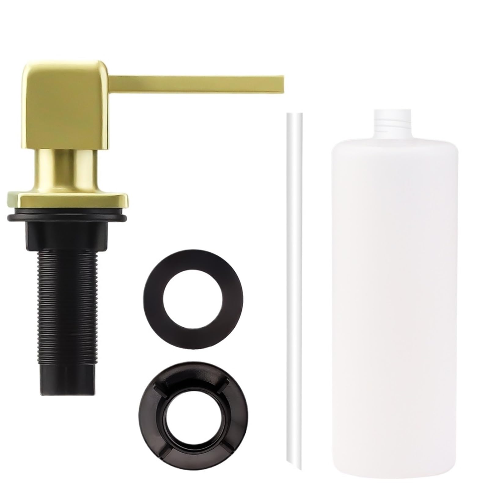 Kitchen Sink Soap Dispenser Soap Dispenser Kitchen Sink Counter Liquid Bottle Accessories 500ml Built in Pumps(Brushed Gold)