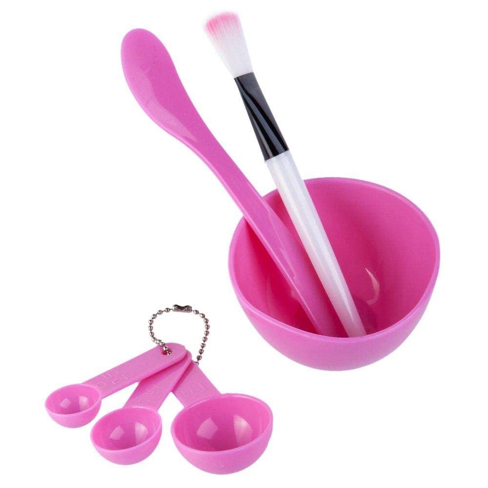 NC 1Set 4 in 1 DIY Beauty Homemade Face Mask Bowl Women Beauty Accessories Tools Mask Brush Stick Gauge (Pink)