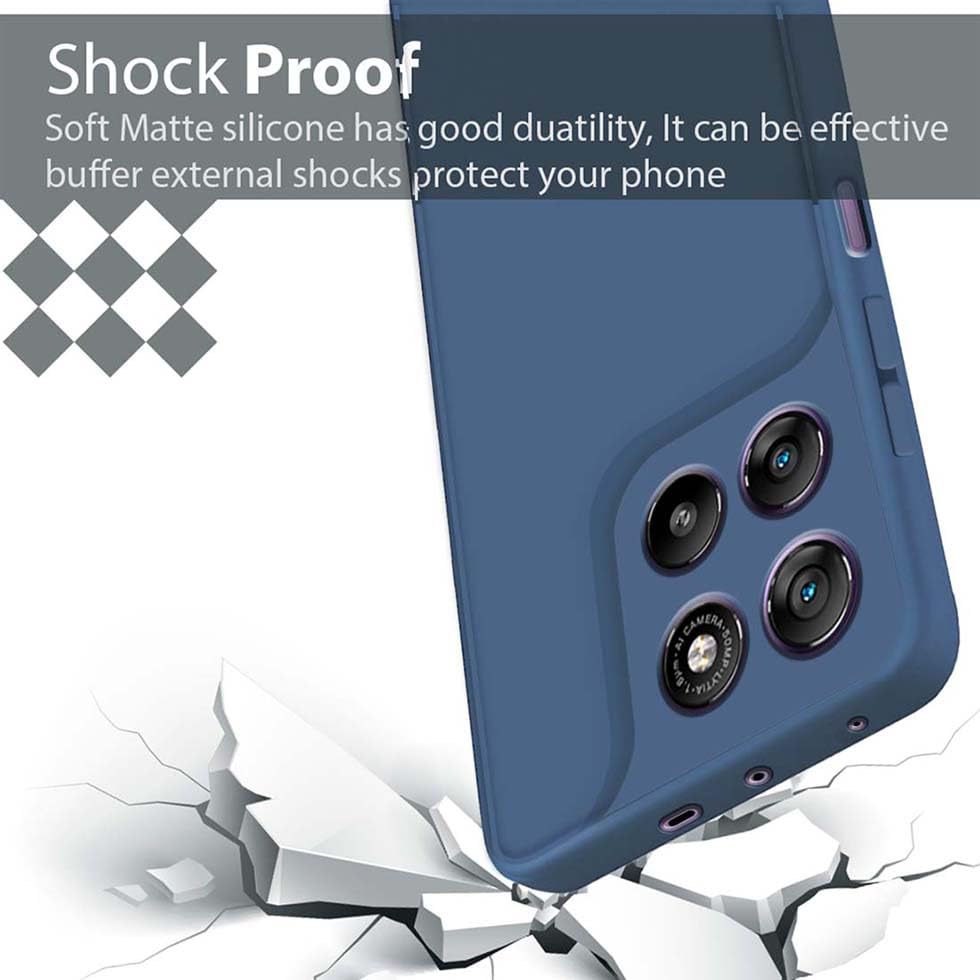 Image of Fashionury Liquid Silicon Back Cover for Moto G67 Power 5G / G57 Power 5G | Camera Protection | Inner Velvet Fabric | Anti-Fingerprint | Ultra Slim Case (Blue)