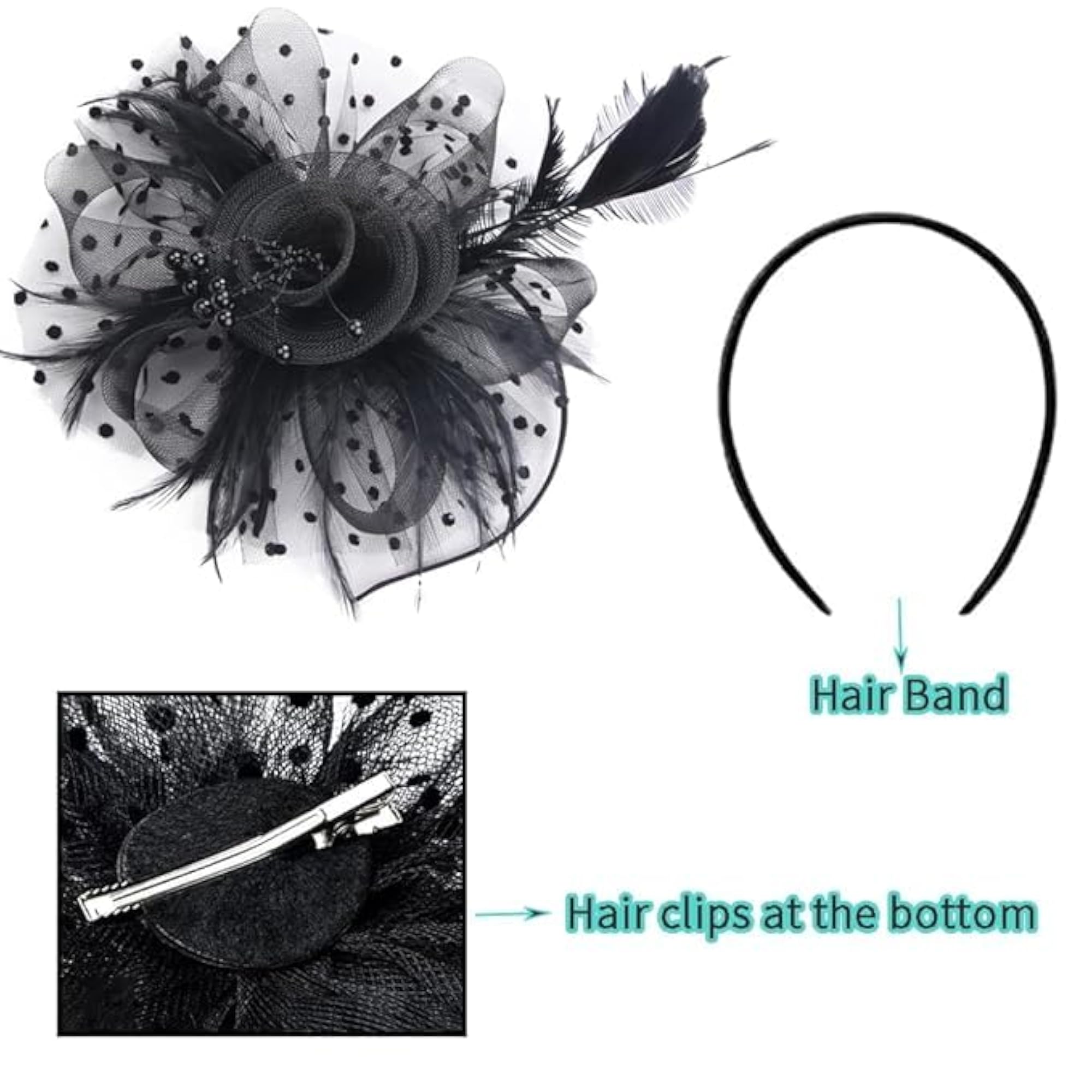 Feather Mesh Fascinator Hairpin for Weddings & Parties