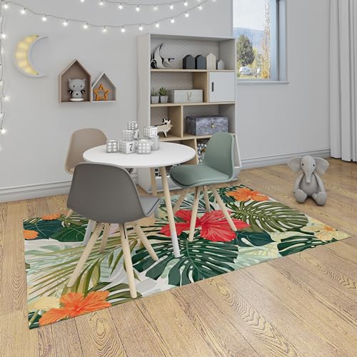 Tapete decorativo 4'x6' con diseño tropical y antideslizante miniatura 3