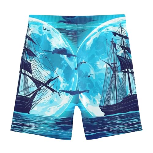 Cotton Under Dress Shorts Print Sailing Ship Ocean Night Blue Toddler Biker Shorts Girls 4t Summer Clothes2