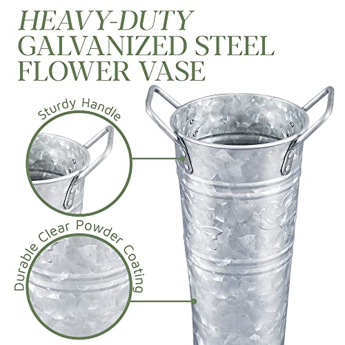 Walford Home Décor - Galvanized Metal Vases With Handles – Rustic Tall Metal Buckets - Country Wedding/Table Centerpiece Decorations – Vintage Style Flower Containers, 9 Inch, Set Of 12 #TOP3