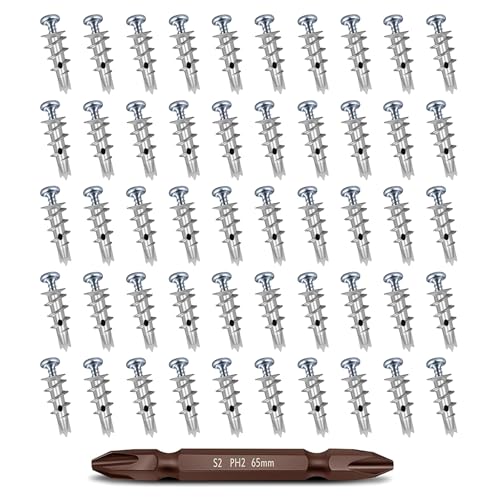 Anclajes autoperforantes resistentes para paneles de yeso con tornillos de pared, completa la solución de fijación de paneles de yeso, juego de 50 para un montaje seguro