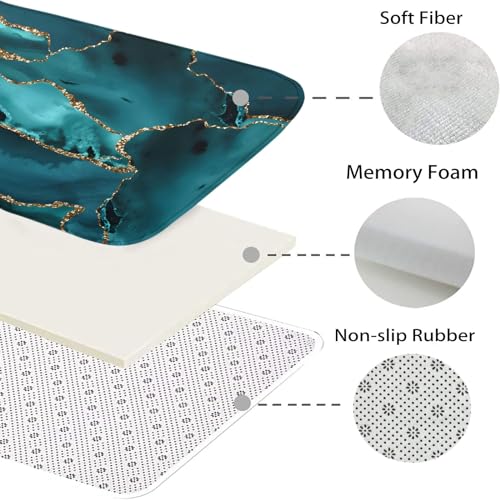 Badvorleger Set Dunkelgrünes Marmormuster Badgarnitur 3 Teilig, Bodenvorleger U-förmiger WC-Vorleger WC-Deckelbezug, rutschfest, Waschbar für Badewanne, Dusche, Badezimmer – Bild 6