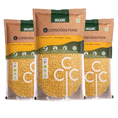 Image of Conscious Food Organic Yellow Mung Dal | Value Pack | Mung Dal - 1.5kg, Pack of 3 (500g x 3)